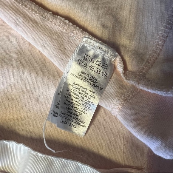 Tahari Baby Pink and Gold Polka Dot Bow Short Scalloped Sleeve Dress - Picture 4 of 4